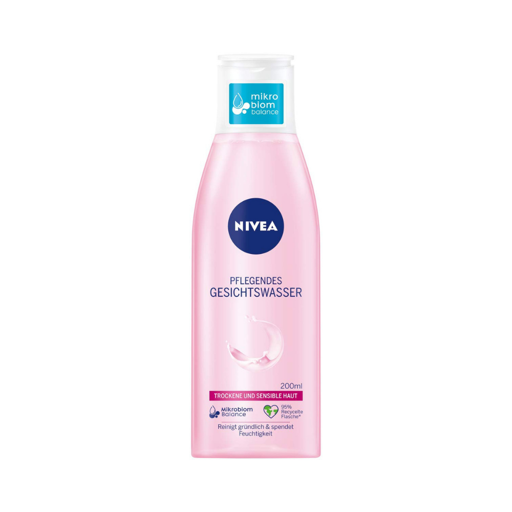 NIVEA Pflegendes Gesichtswasser mit natürlichem Mandelöl für trockene und sensible Haut, 1 x 200 ml Flasche